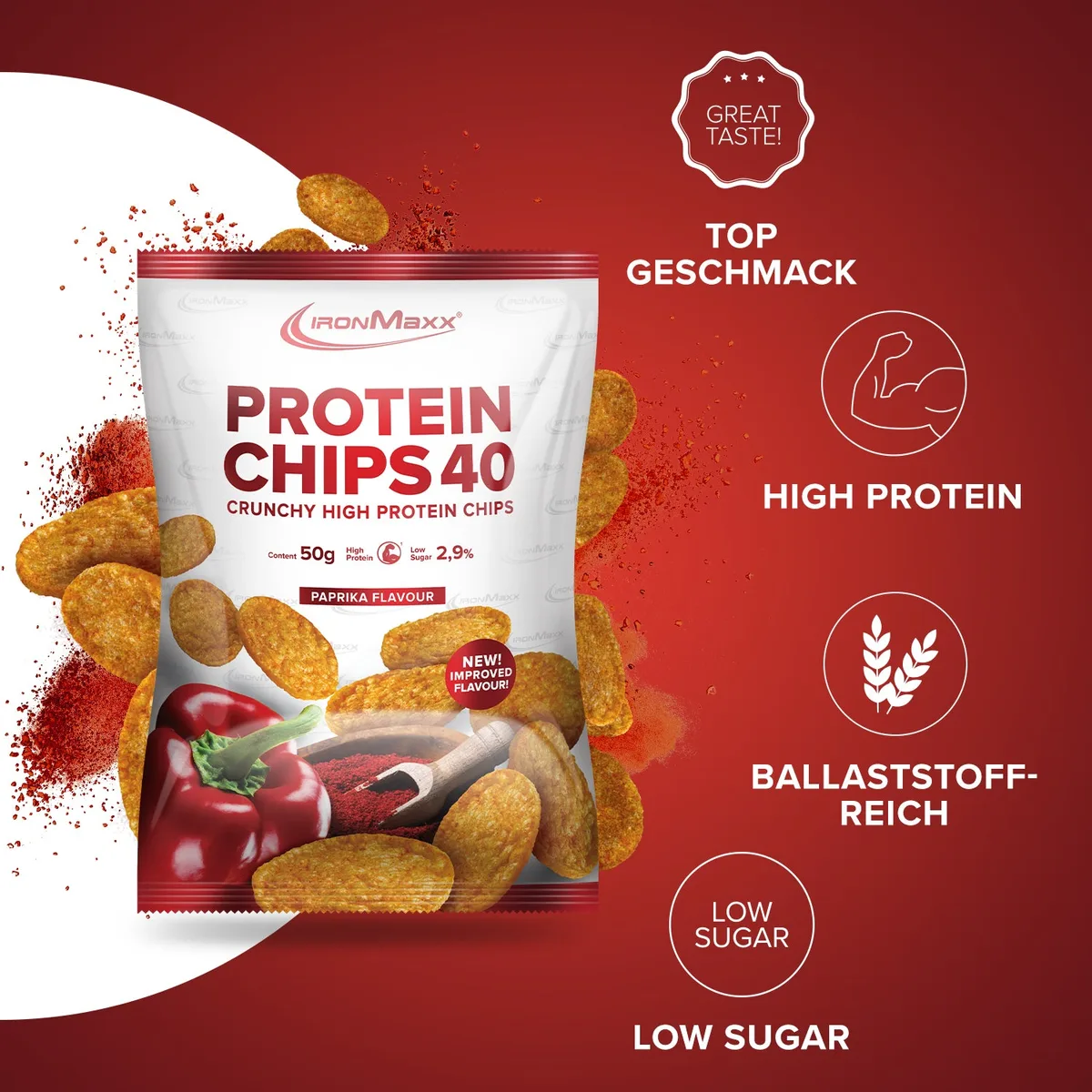 Protein Chips 40 (50g) - Paprika – Bild 7