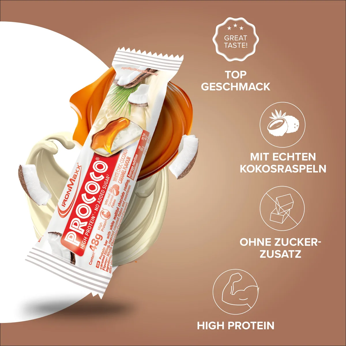 Prococo® (24x48g) - White Choc  Coconut Caramel – Bild 3