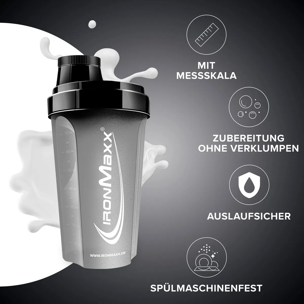 Shaker (700ml) - Schwarz Matt – Bild 2