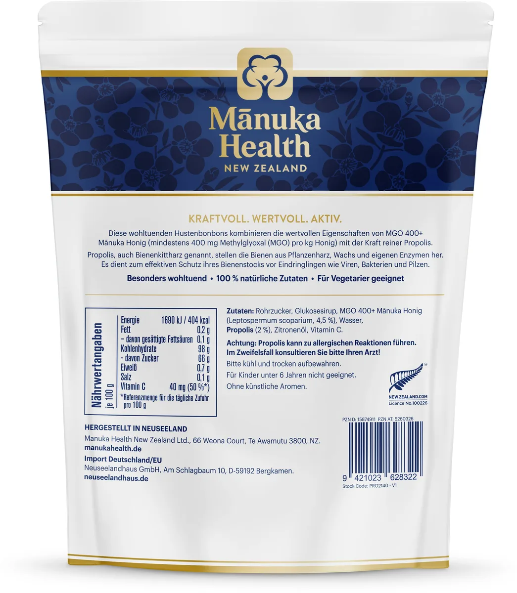 Manuka MGO 400+ Hustenbonbons (250g) propolis – Bild 2