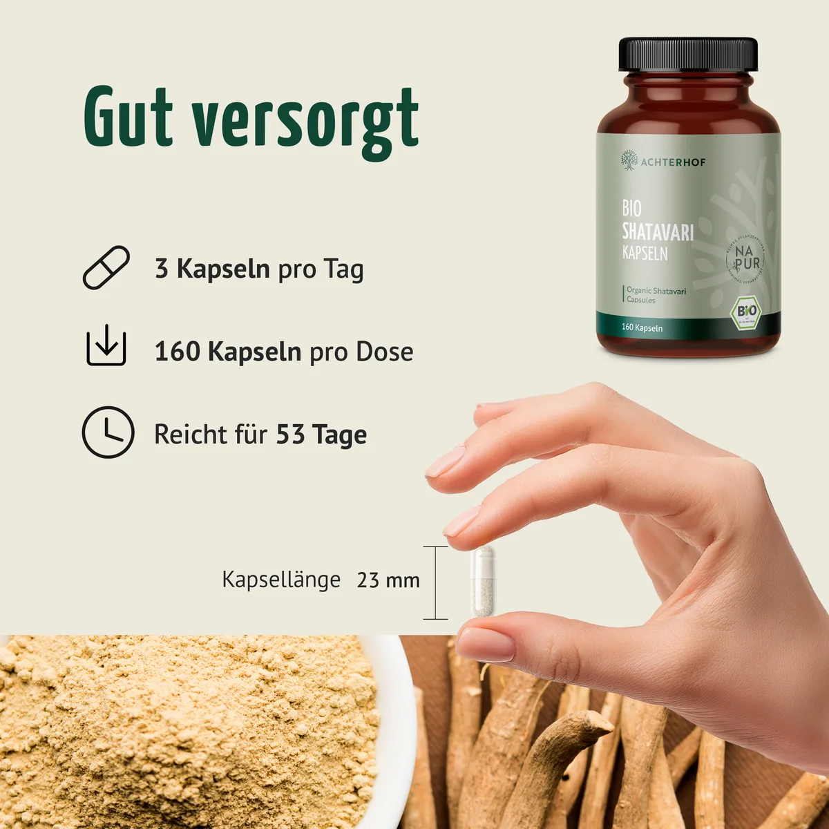 Shatavari Kapseln Bio (160 Kapseln) – Bild 5