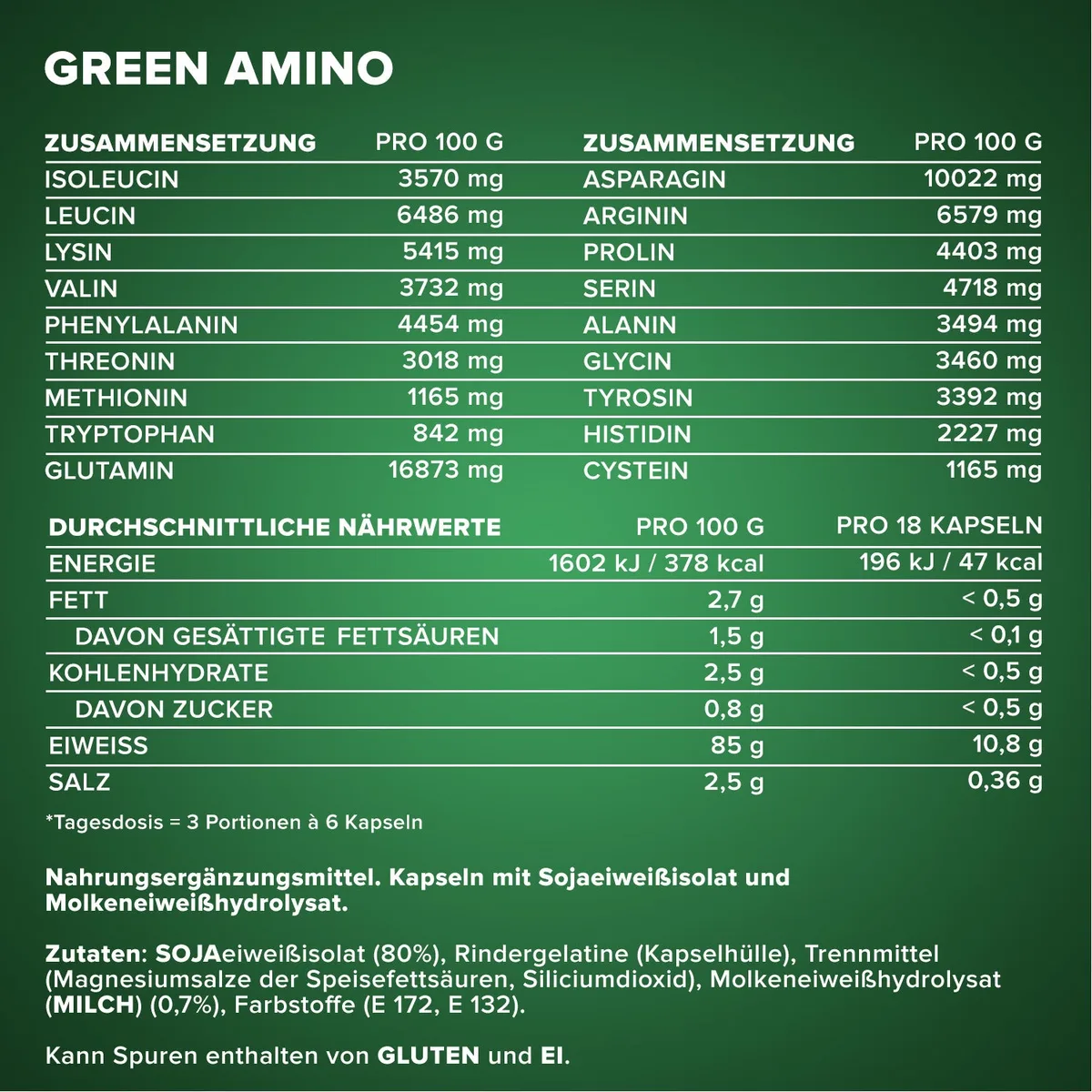 Green Amino - 550 Kapseln – Bild 4