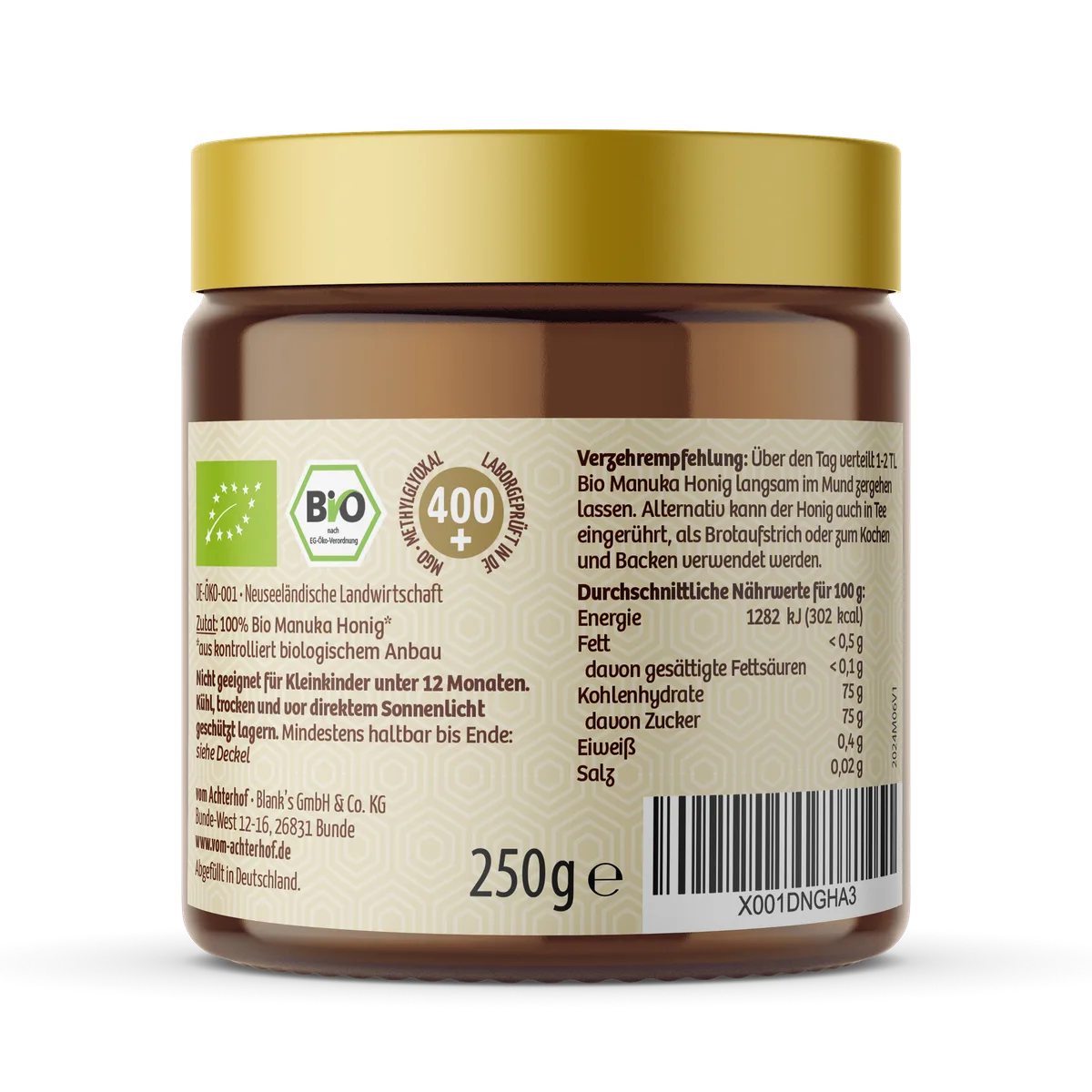 Manuka Honig Bio 400+ MGO (250g) – Bild 2