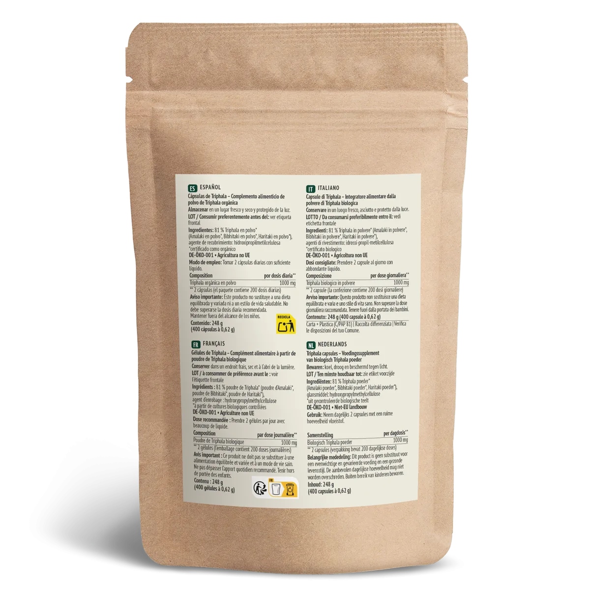 Bio Triphala Kapseln Nachfüllpack (400 Kapseln) – Bild 3
