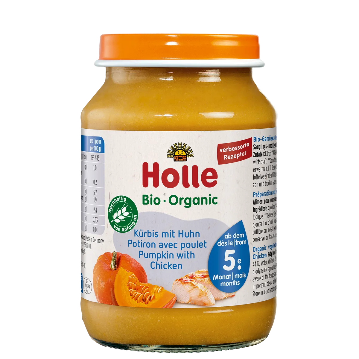 Kürbis mit Huhn - 190g - Bio ab dem 5. Monat