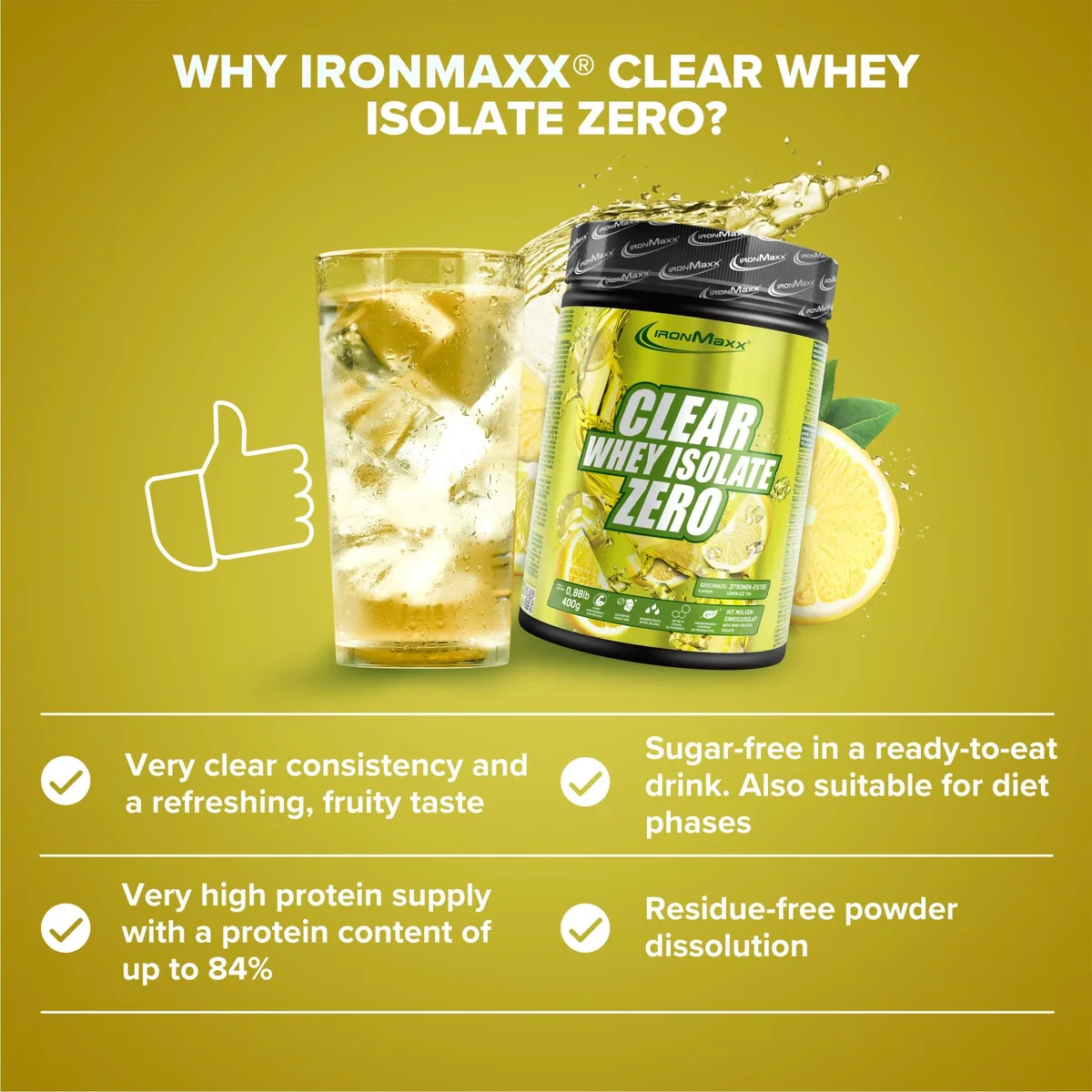 Clear Whey Isolate ZERO (400g) - Lemon Ice Tea – Bild 4