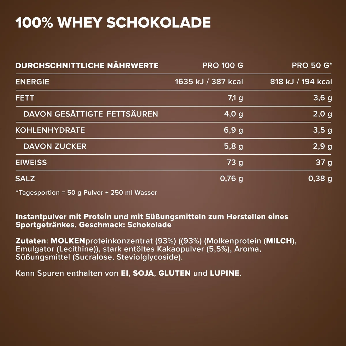 100% Whey Protein (300g) - Milchschokolade – Bild 4