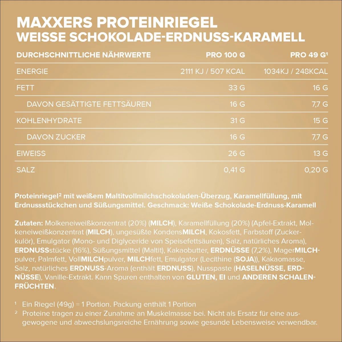 Maxxers (24x49g) - White Choc Peanut Caramel – Bild 5