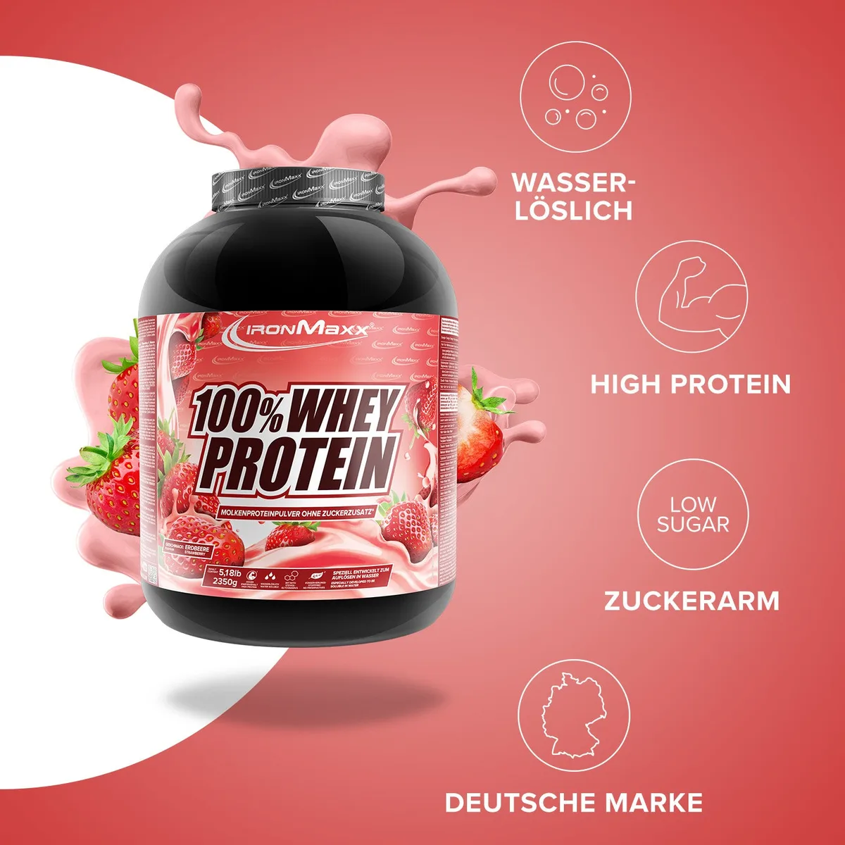 100% Whey Protein (2350g) - Erdbeere – Bild 2