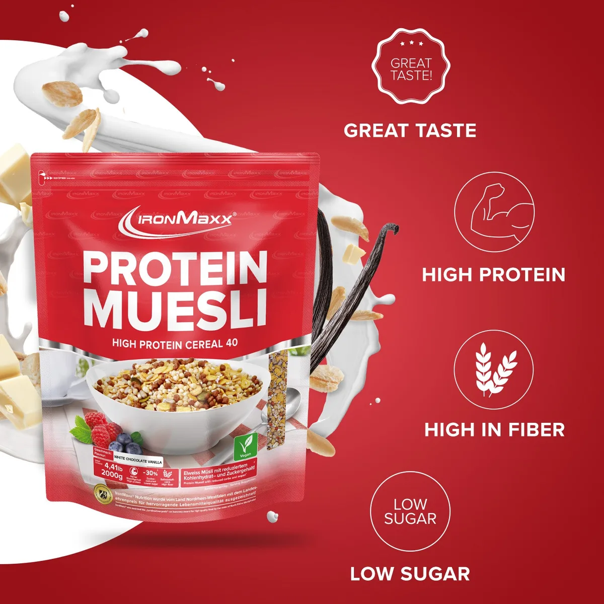 Protein Müsli (2000g) - White Chocolate Vanilla – Bild 7
