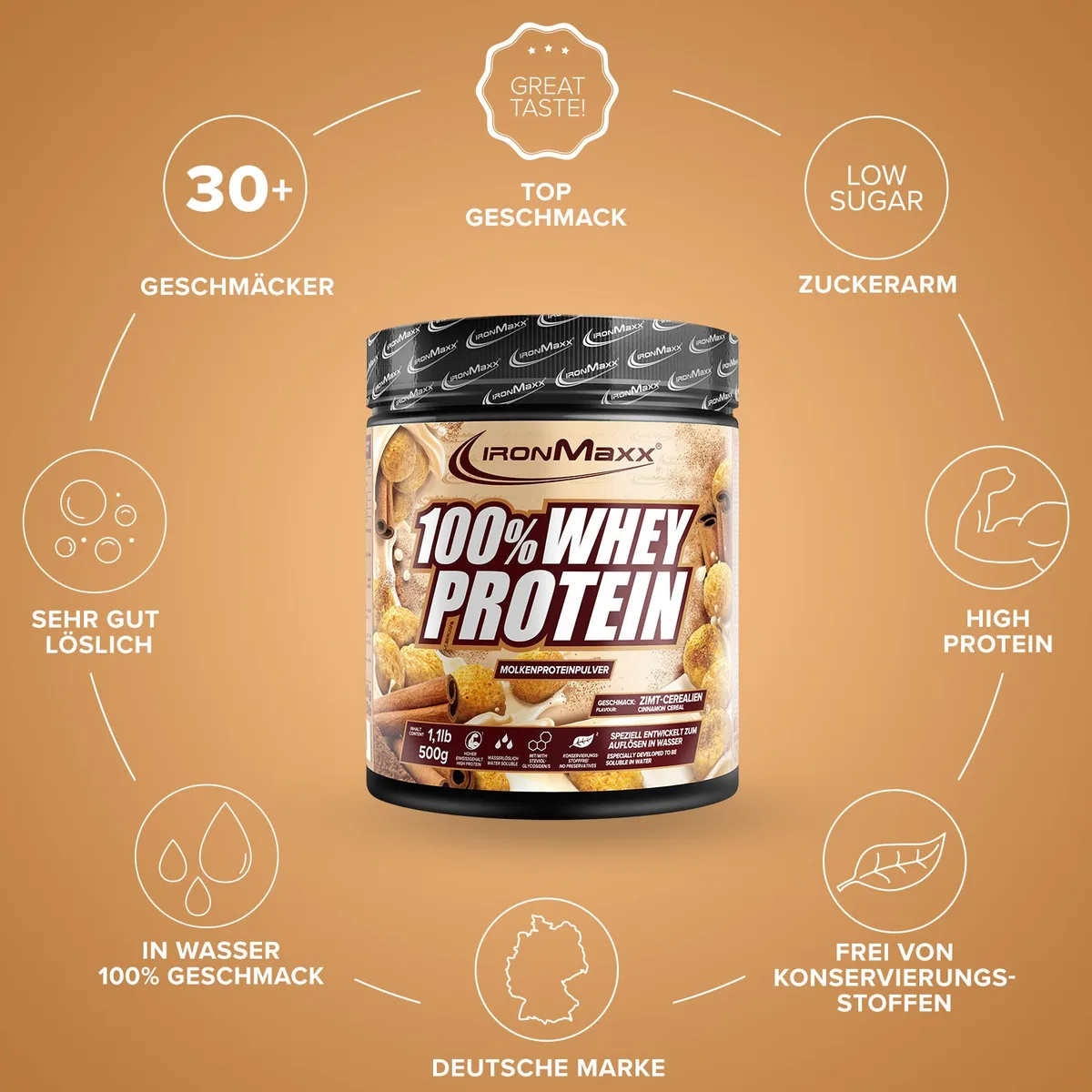 100% Whey Protein (500g) - Cinnamon Cereal – Bild 5