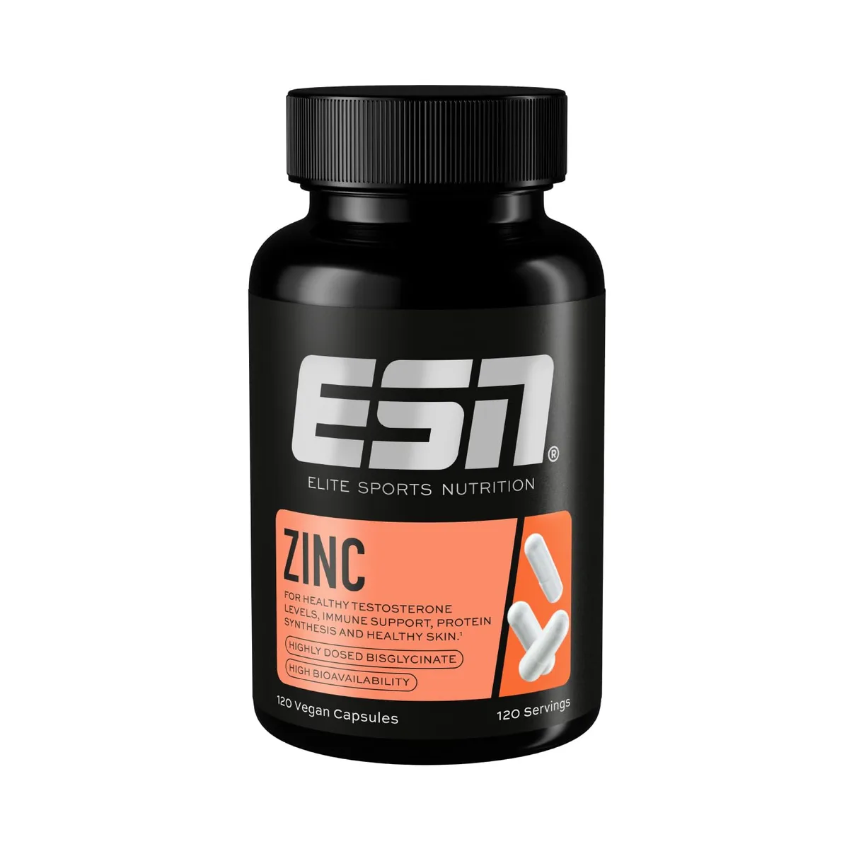ESN Zinc, 120 Kapseln, Zinkbisglycinat, 25 mg Zink pro Kapsel, vegan