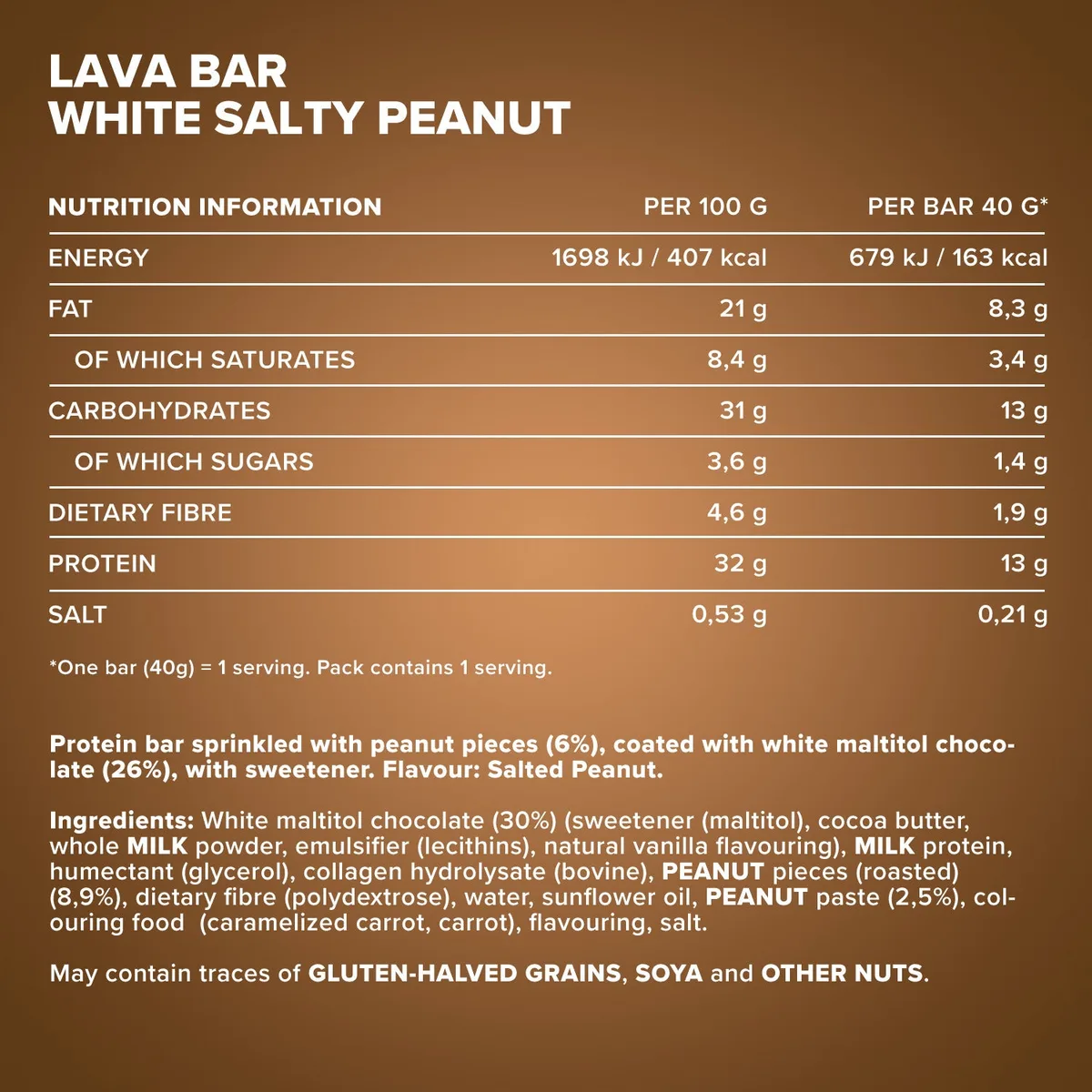 Lava Bar Protein Riegel (40g) - White Salty Peanut – Bild 4