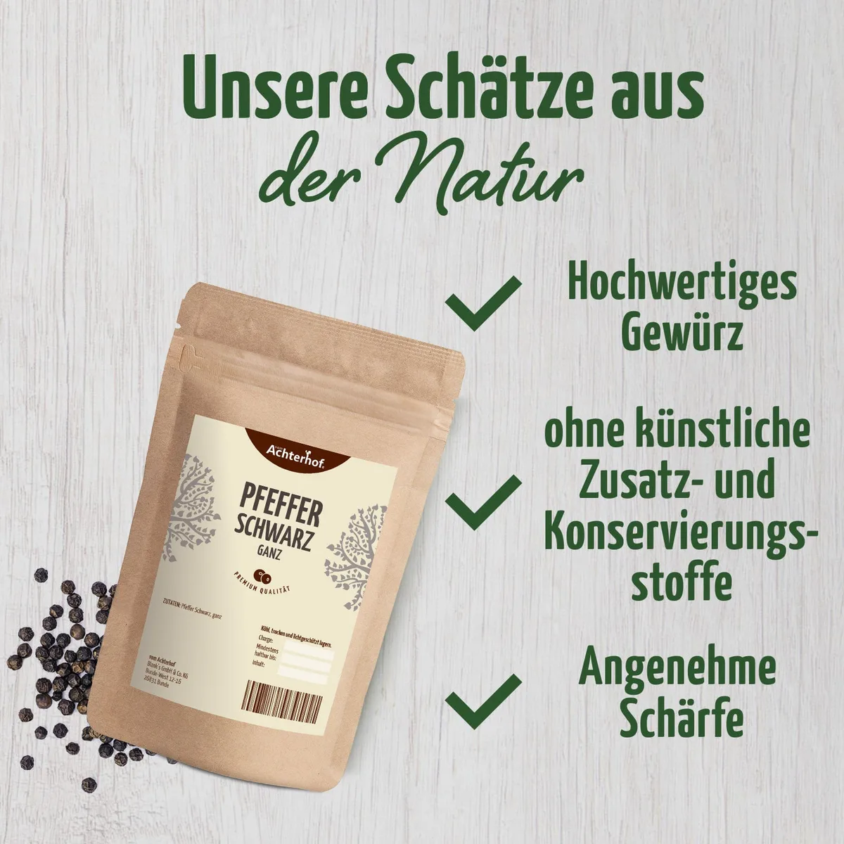Pfeffer schwarz ganz (250g) – Bild 3