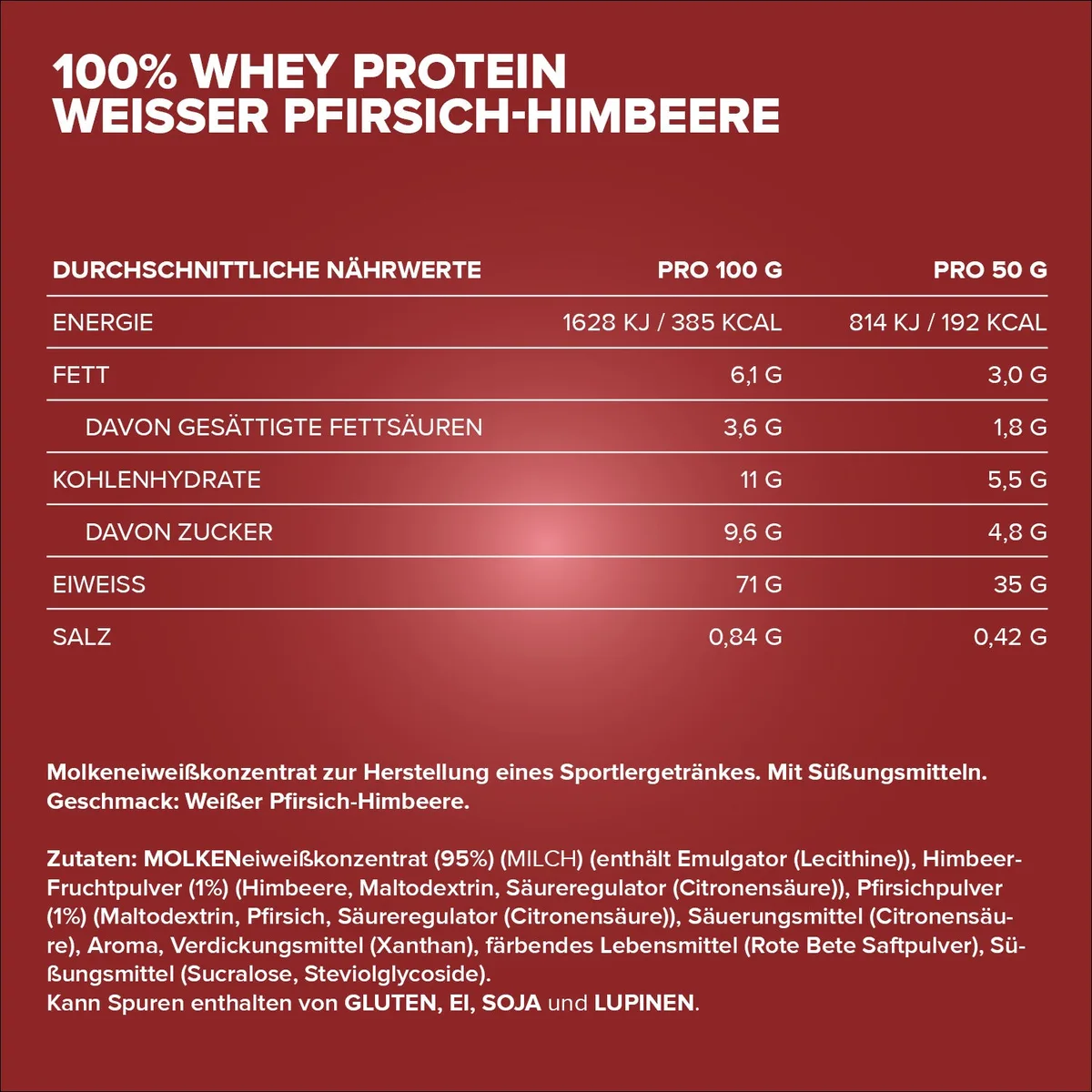 100% Whey Protein (500g) - White Peach Raspberry (Special Edition) – Bild 4