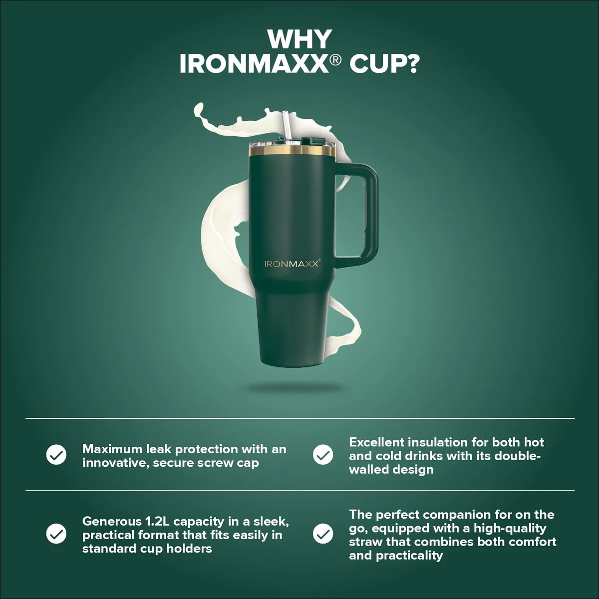 IronMaxx Cup V3.0 (1200ml) - Granite Green – Bild 7