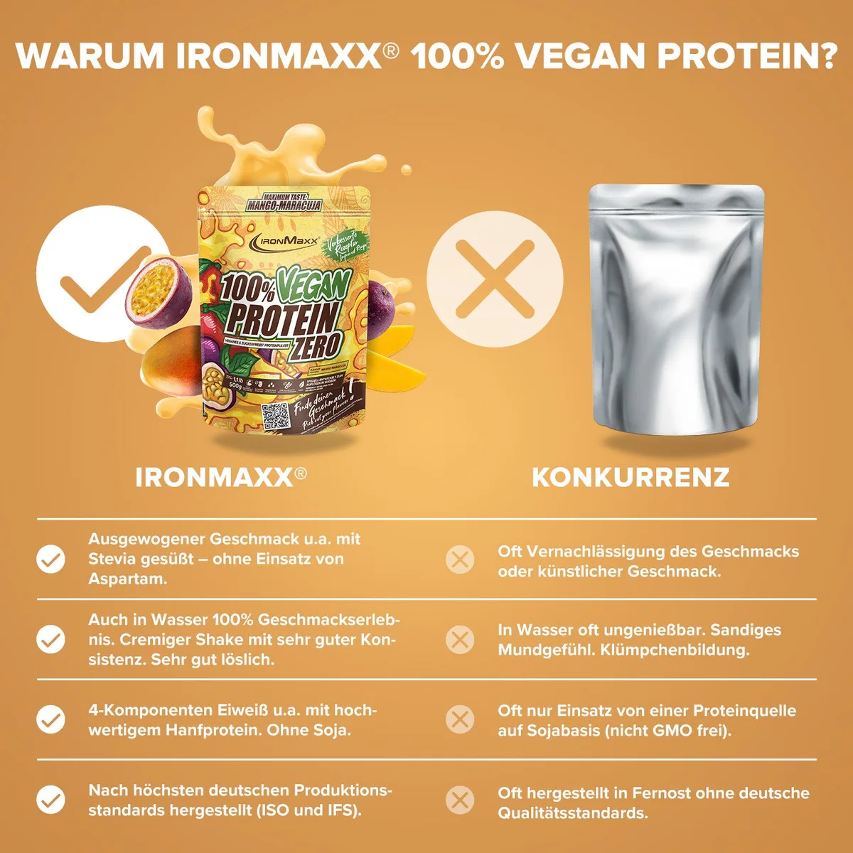100% Vegan Protein Zero (500g) - Mango-Maracuja – Bild 3