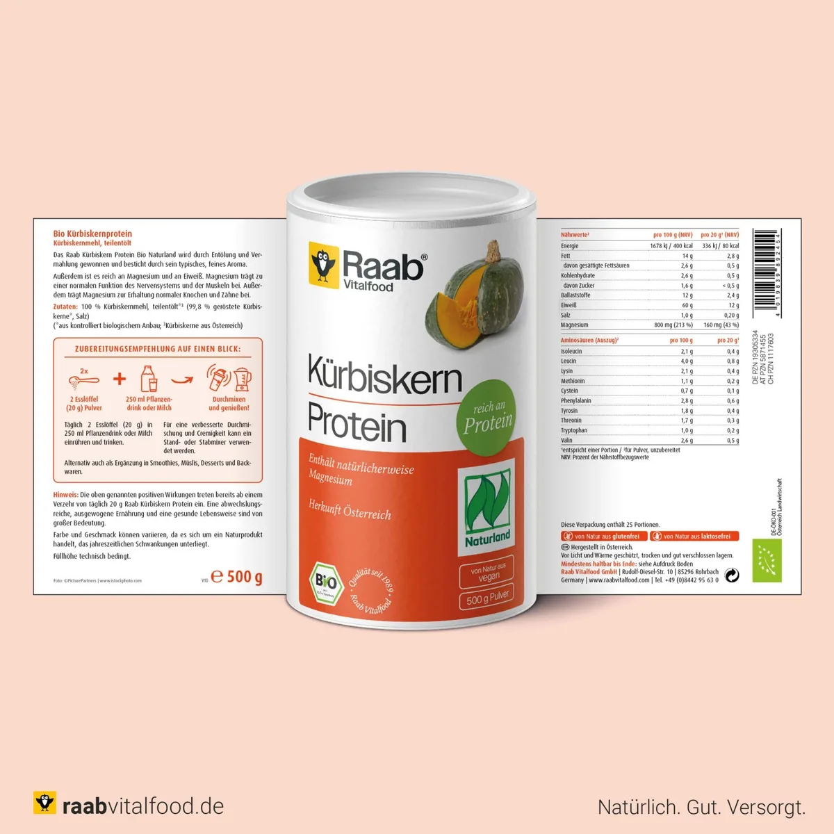 Bio Kürbiskern Protein (500g) – Bild 2