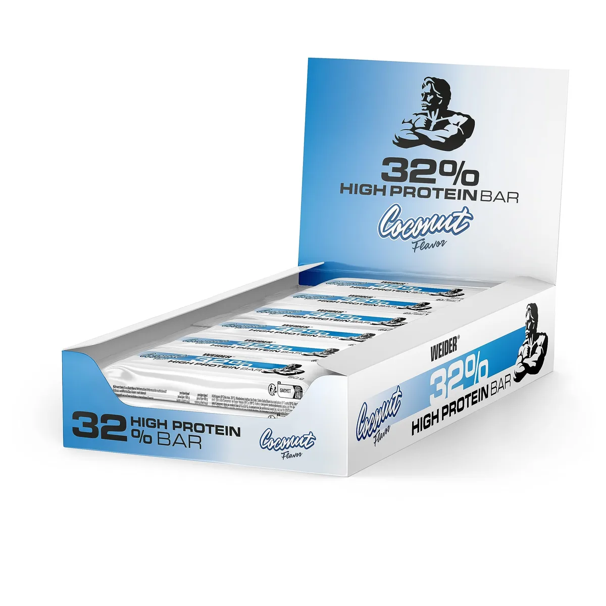 Weider - 32% Protein Bar - Proteinriegel mit Vollmilchschokolade - Mit 19 g Protein, Muskelaufbau - 12 x 60g - Kokosnuss – Bild 3