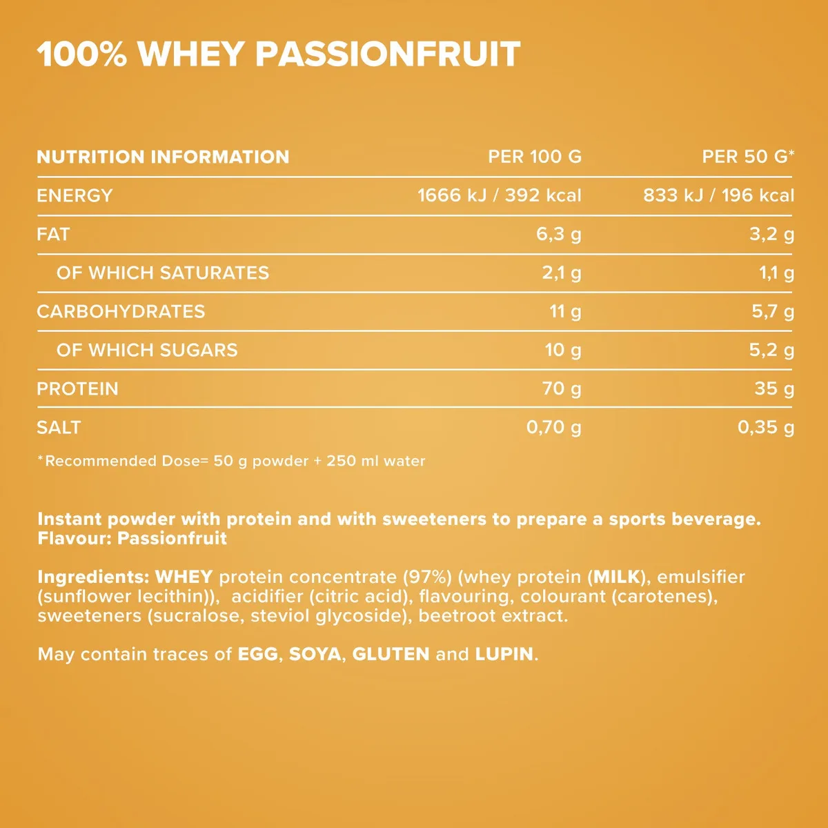 100% Whey Protein (500g) - Orange Maracuja – Bild 5