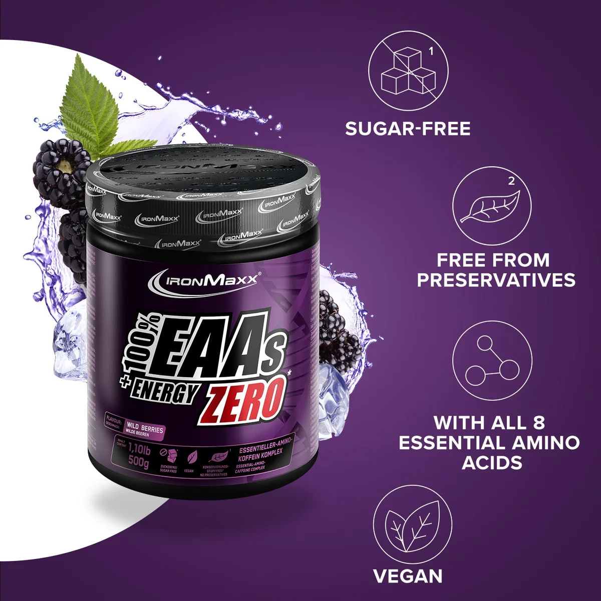 EAAs + Energy ZERO (500g) - Wild Berries – Bild 2