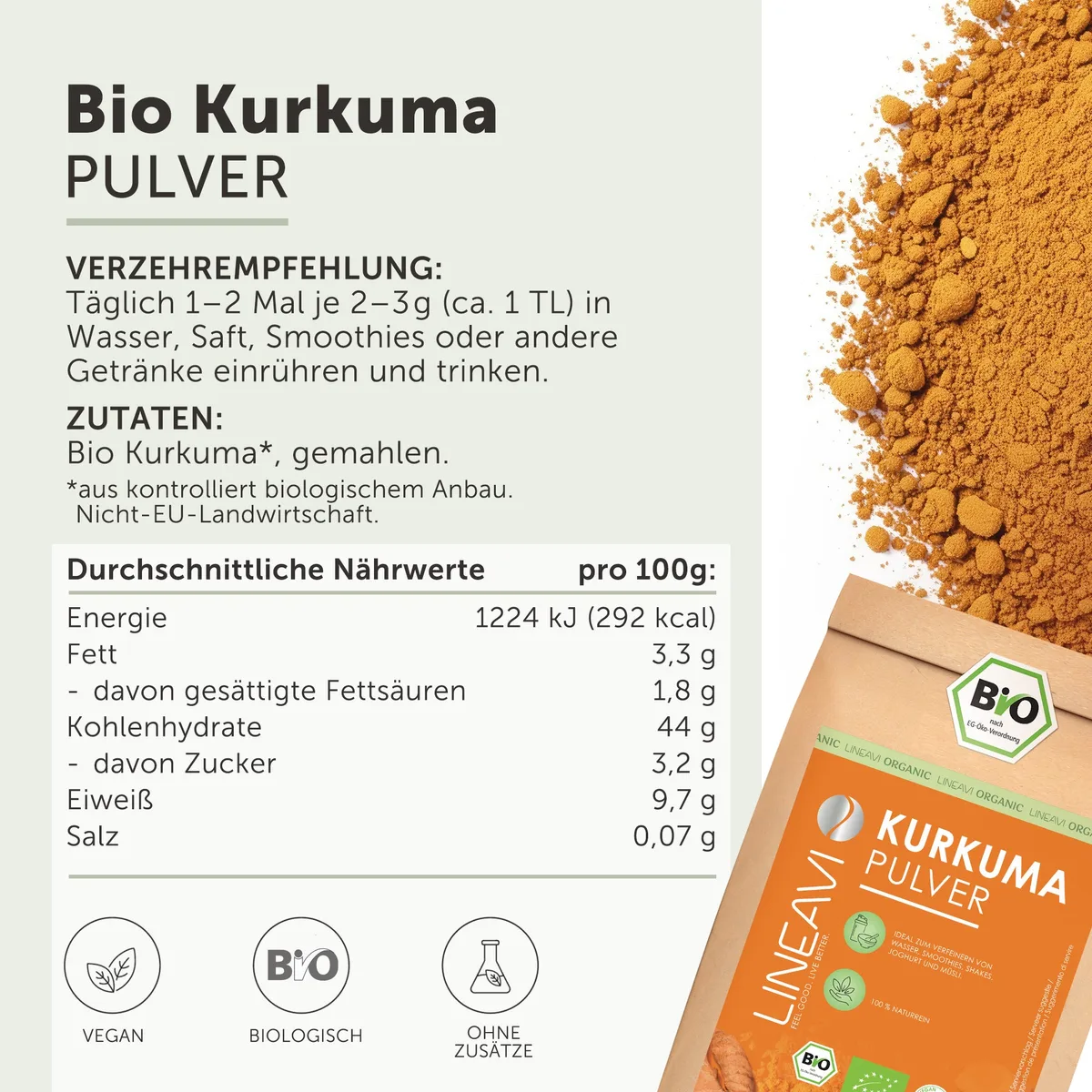 Kurkumapulver bio (1000g) – Bild 5