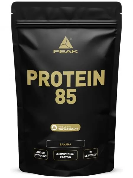 PEAK Protein 85-900g Geschmack Banana I 30 Portionen I Pulver I Mehrkomponentenprotein I Proteinquelle: Sojaprotein, Casein, Weizenprotein I Vitaminzusatz