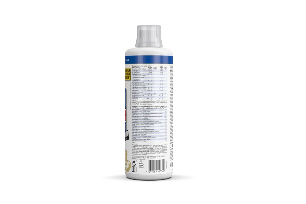 Weider - Amino Power Liquid - Flüssiges Hydrolysiertes Protein - Aminosäuren - 23g Protein pro 45 ml für Muskelaufbau - Mit L-Leucin, Taurin, Vitamin B6 - 1 Liter - Cranberry – Bild 3