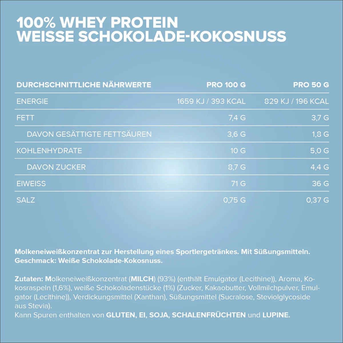 100% Whey Protein (900g) - White Choc Coconut – Bild 4