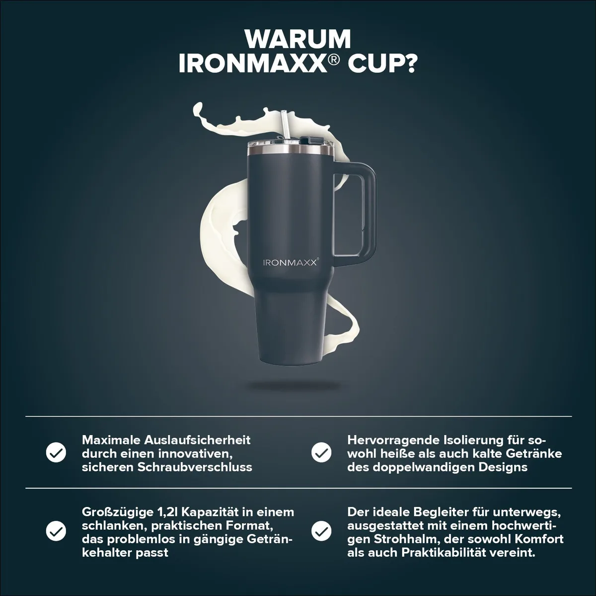 IronMaxx Cup V3.0 (1200ml) - Anthrazit – Bild 6
