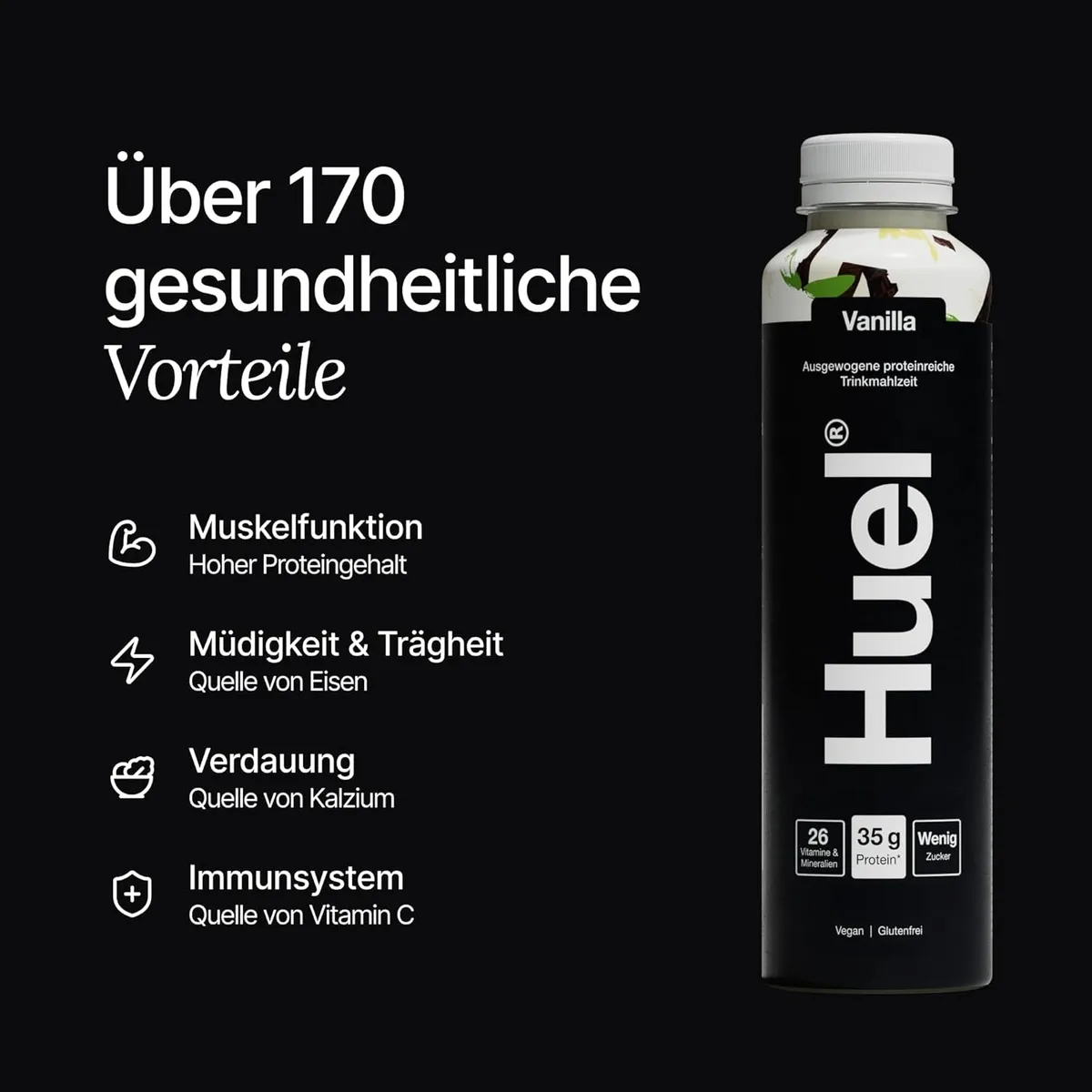 Huel Black Edition Trinkmahlzeit (8x500ml) Caffè Latte – Bild 3
