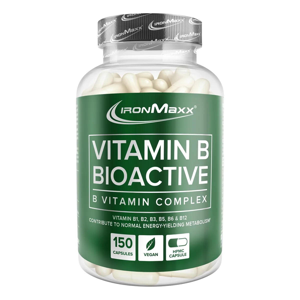 IronMaxx Vitamin B Bioactive - 150 Kapseln | Für eine normalen Funktion des Energiestoffwechsels, Nervensystems, Immunsystems und Eiweißstoffwechsels
