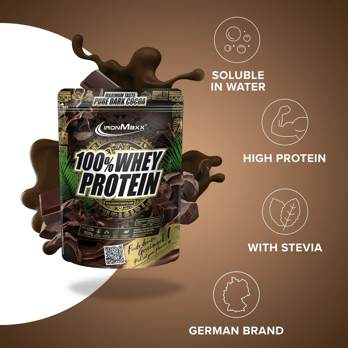 100% Whey Protein (500g) - Pure Dark Cocoa – Bild 8
