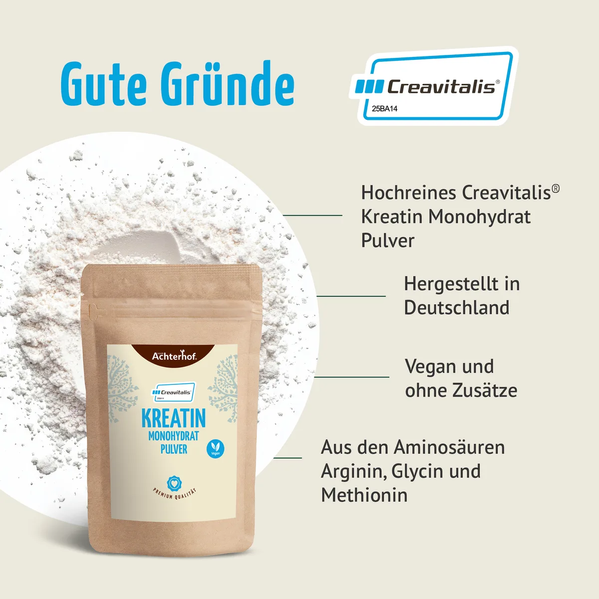 Creavitalis® Kreatin Monohydrat Pulver (500g) – Bild 4