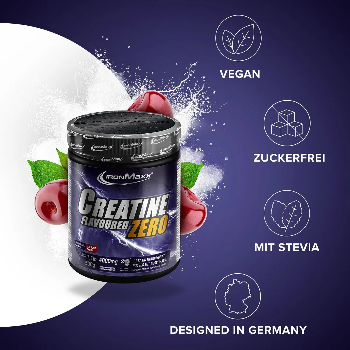 Creatine Flavoured Zero (500g) - Kirsche – Bild 2