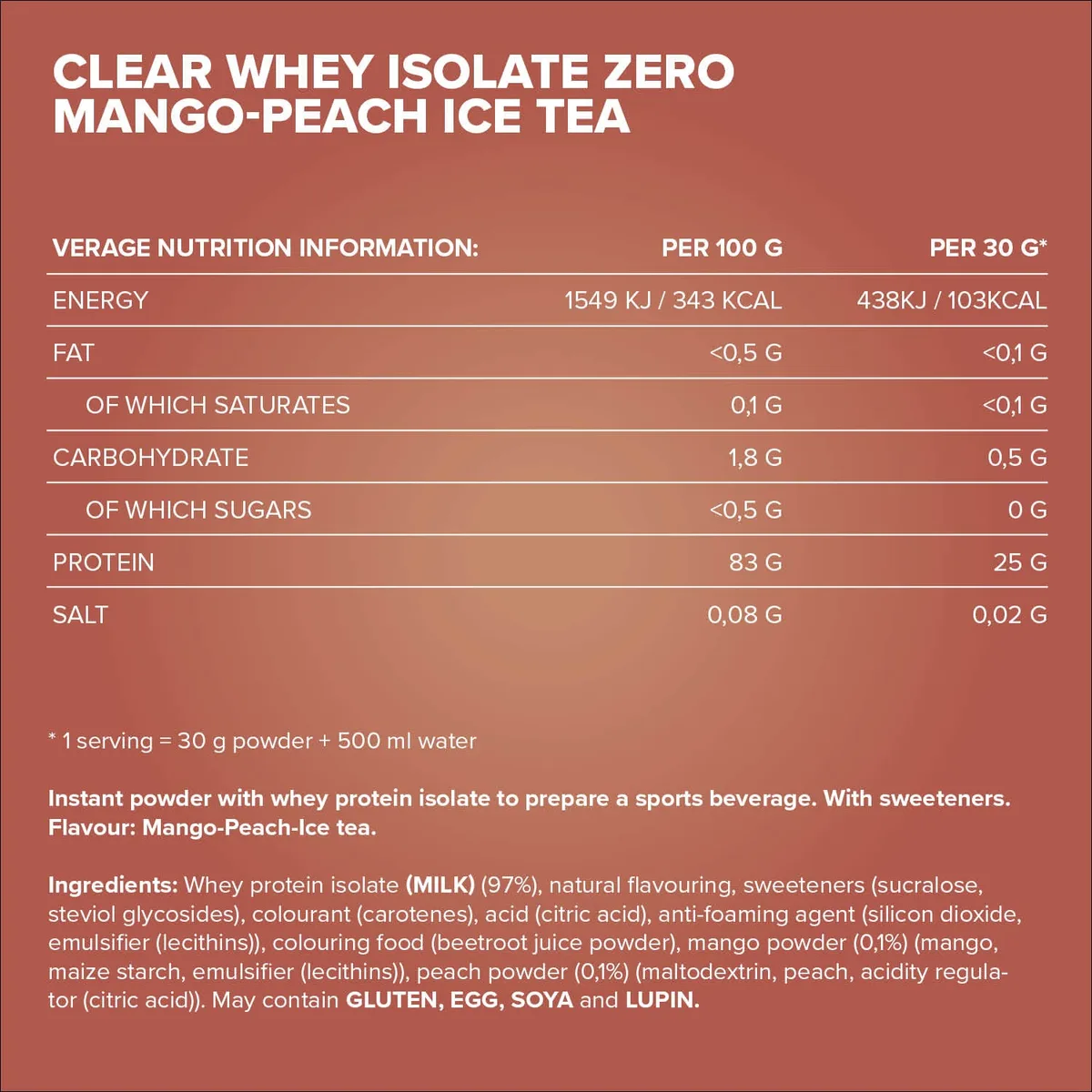 Clear Whey Isolate ZERO (400g) - Mango Peach Ice Tea – Bild 5