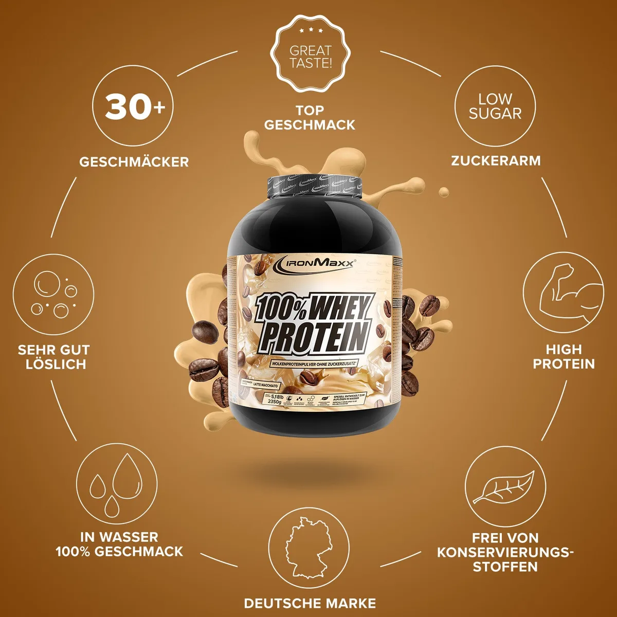 100% Whey Protein (2350g) - Latte Macchiato – Bild 5