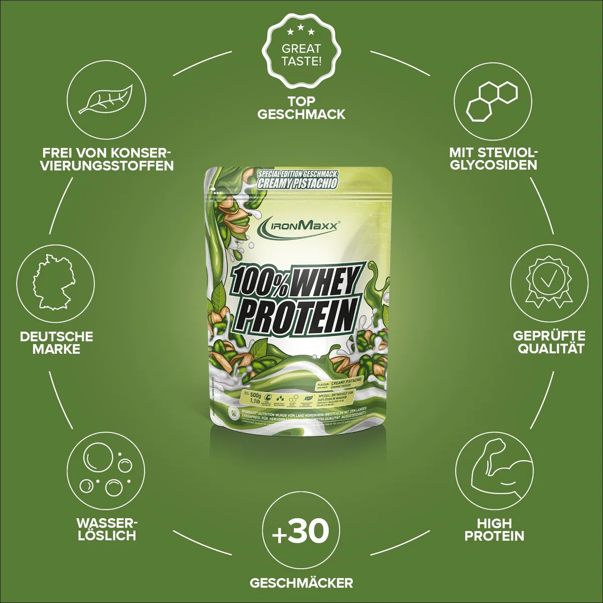100% Whey Protein (500g) - Creamy Pistazie (Special Edition) – Bild 5
