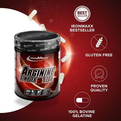IronMaxx Arginine Simplex 1200-260 Kapseln | Hochdosierte L-Arginin Kapseln | Nahrungsergänzung für Sportler | Ohne Zucker & glutenfrei – Bild 2