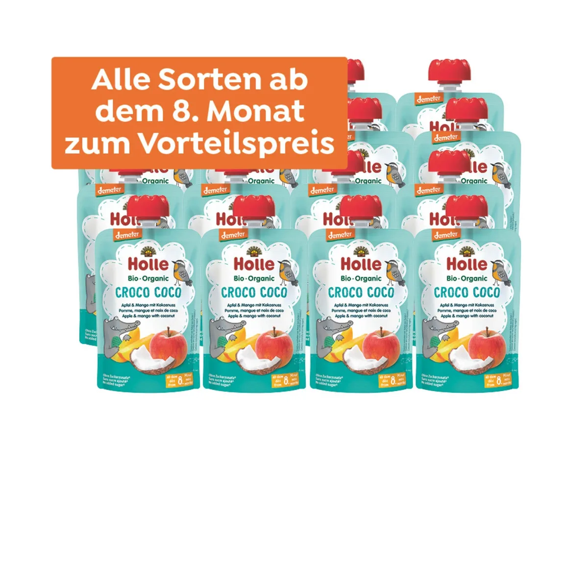 Demeter Pouchy ab dem 8. Monat (12x100g) Apfel mit Mango & Maracuja – Bild 7