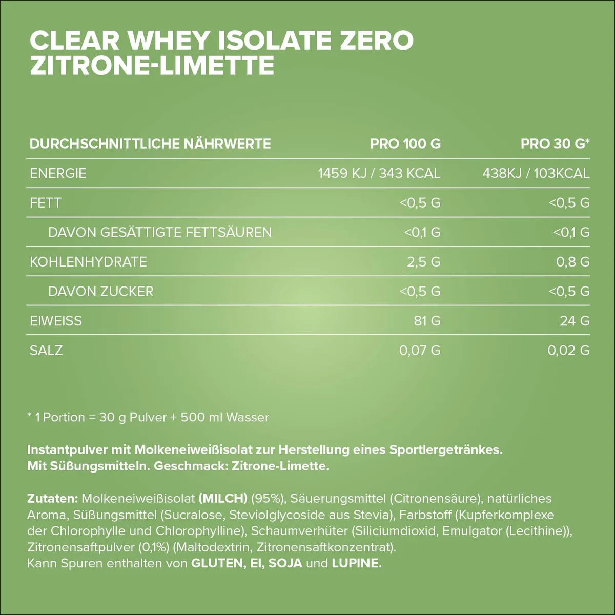 Clear Whey Isolate ZERO (400g) - Lemon Lime – Bild 8