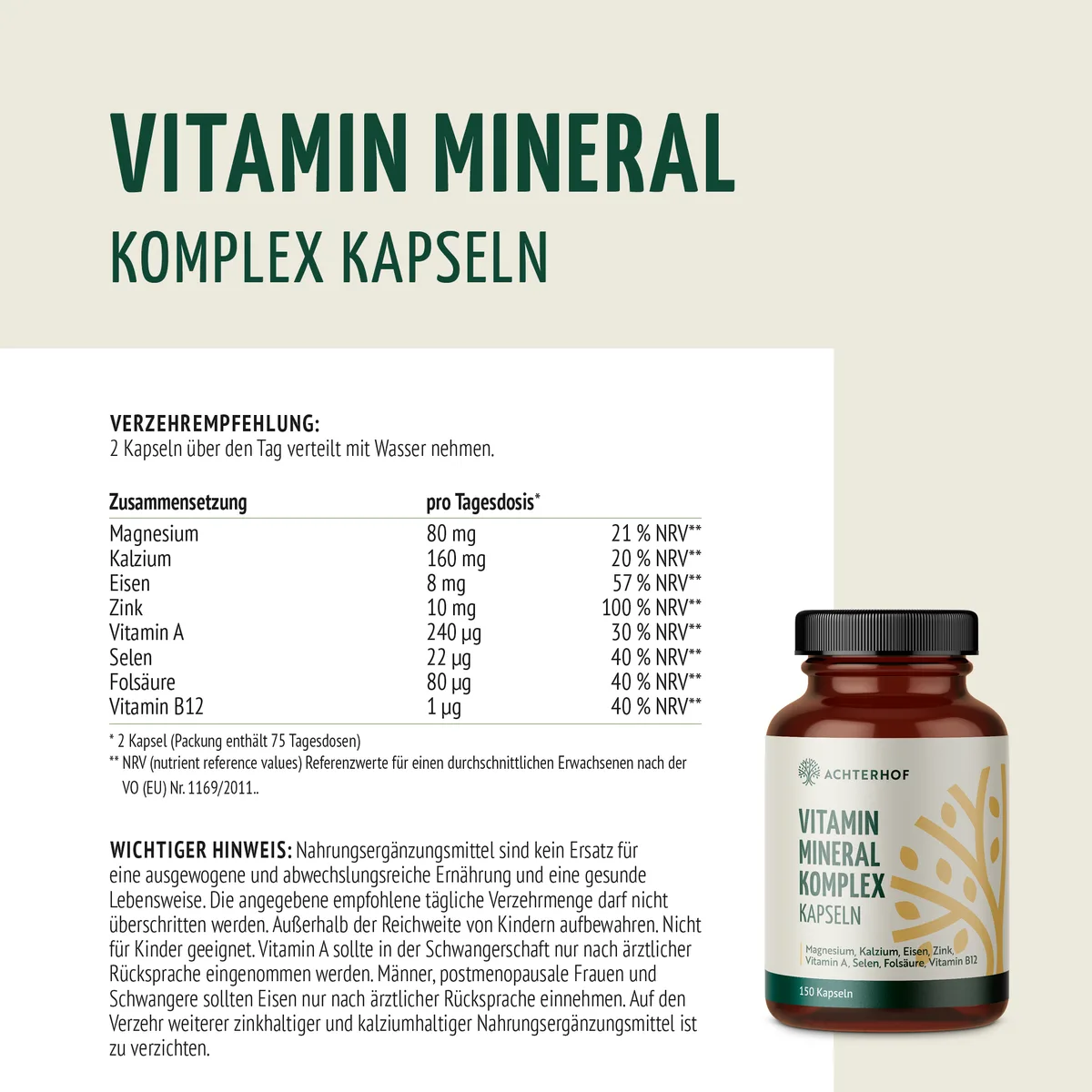 Vitamin Mineral Komplex (150 Kapseln) – Bild 7