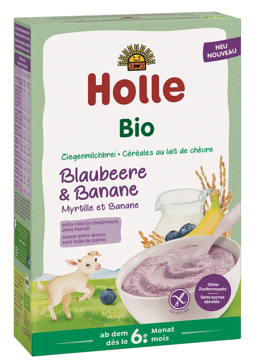 Bio-Milchbrei aus Ziegenmilch ab dem 6. Monat (200g) Blaubeere