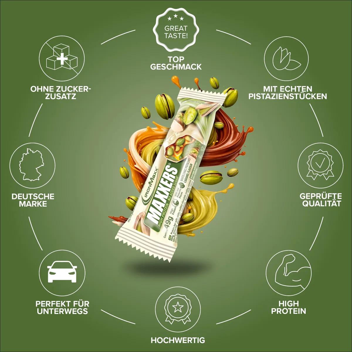Maxxers (24x49g) - White Choc Pistachio Caramel – Bild 6