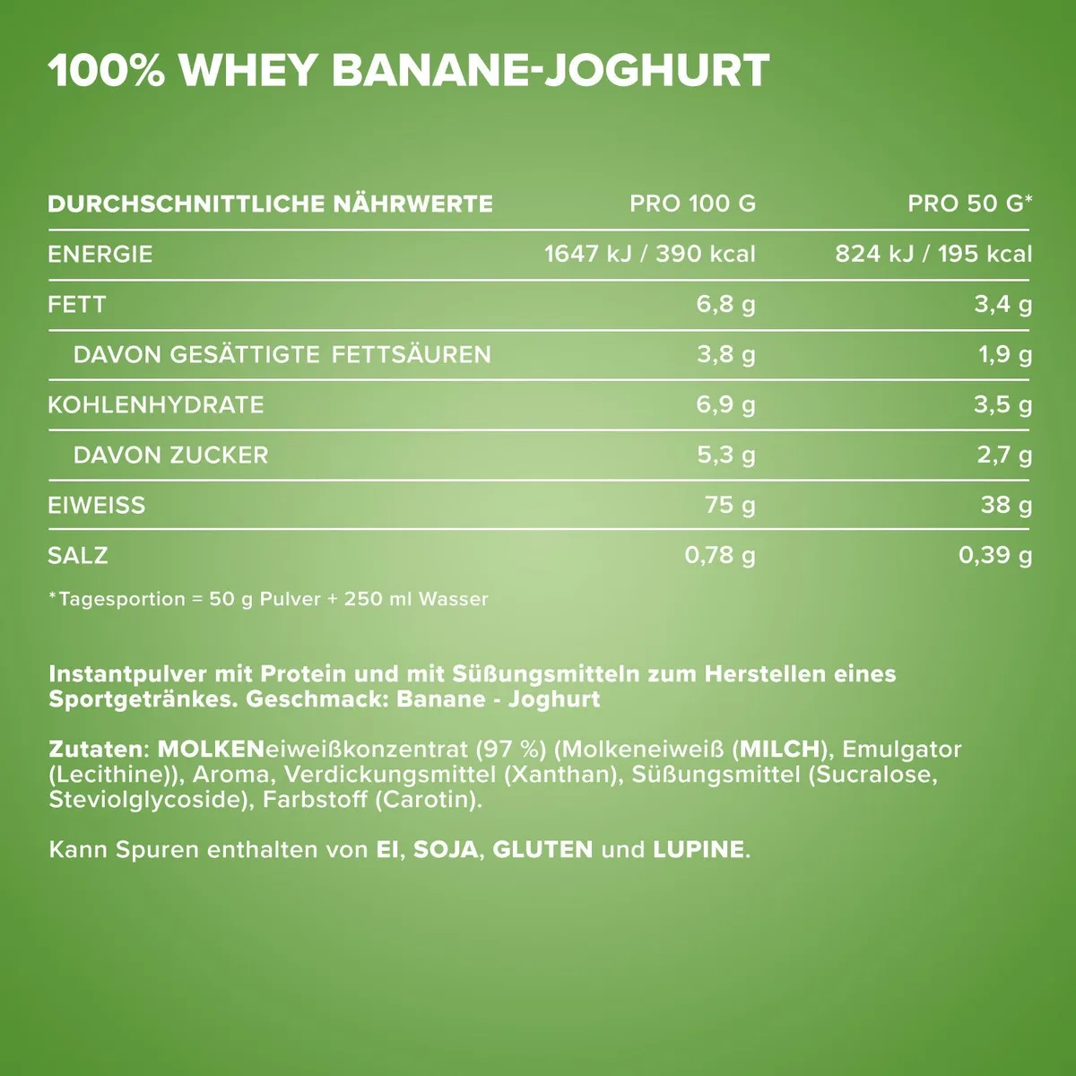 100% Whey Protein (900g) - Banane Yoghurt – Bild 4