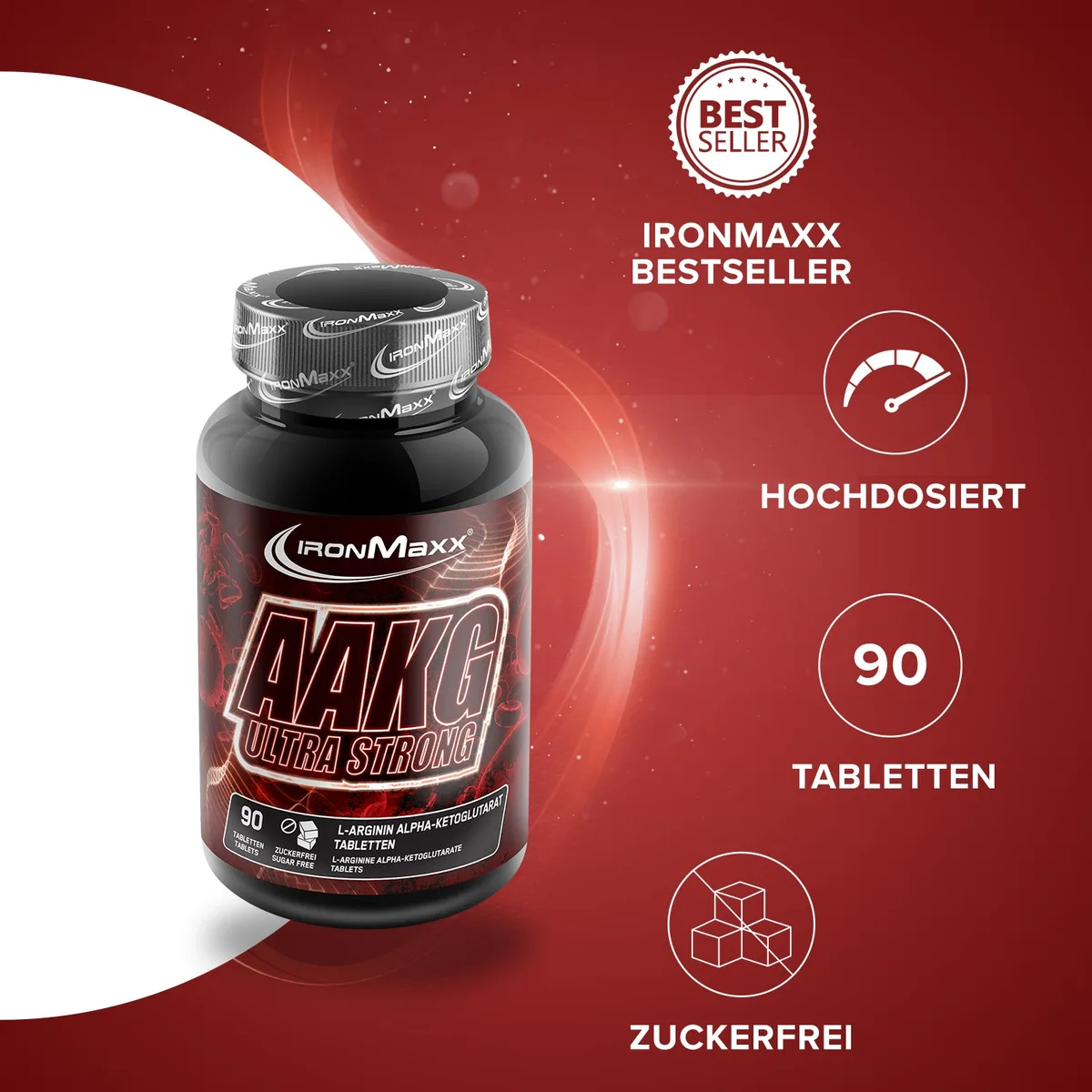 AAKG Ultra Strong - 90 Tabletten à 1600 mg – Bild 2