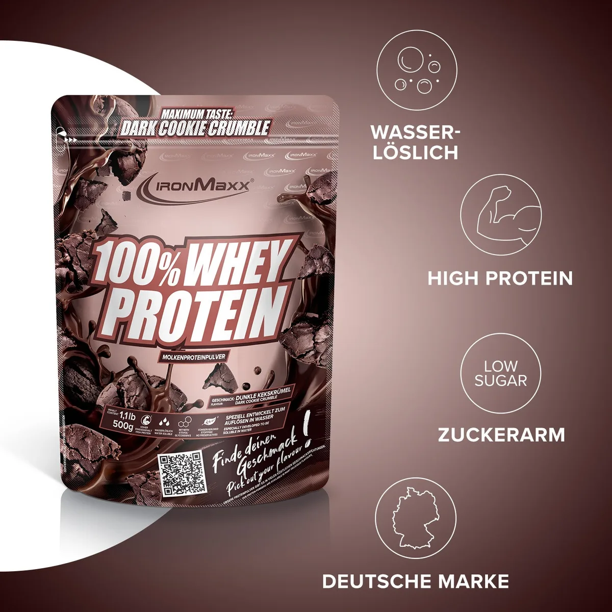 100% Whey Protein (500g) - Dark Cookie Crumble – Bild 2