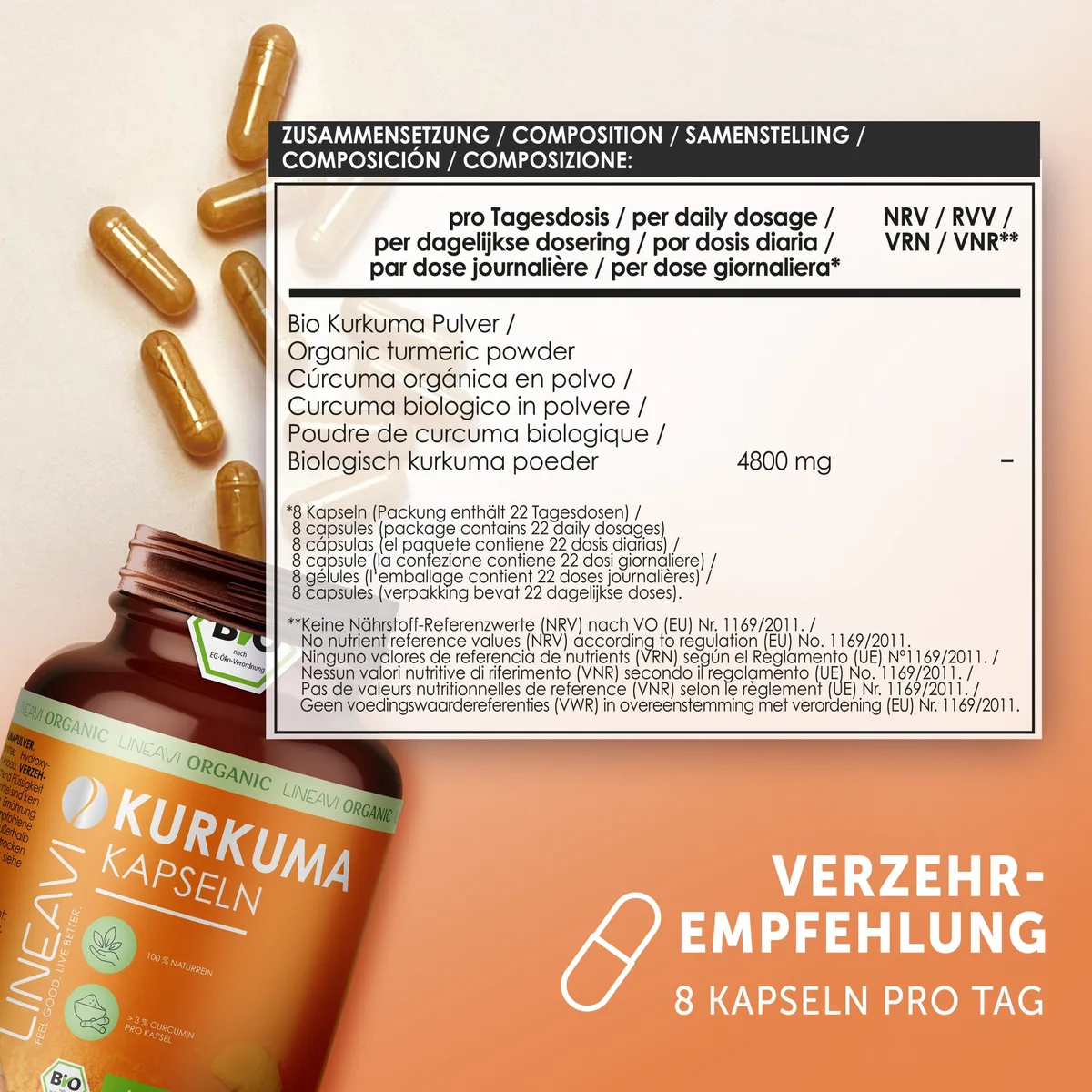 Kurkuma Kapseln bio (180 Kapseln) – Bild 6