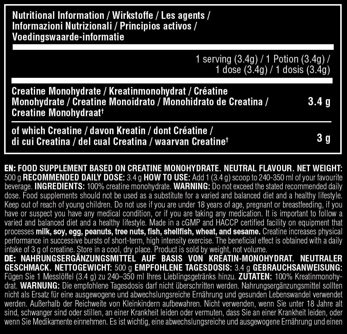 ANIMAL Pure Creatine Monohydrate – reines, mikronisiertes Kreatin Monohydrat Pulver – 5 g Kreatin pro Portion – leicht absorbierbar & geschmacksneutral – 500 g – Bild 7