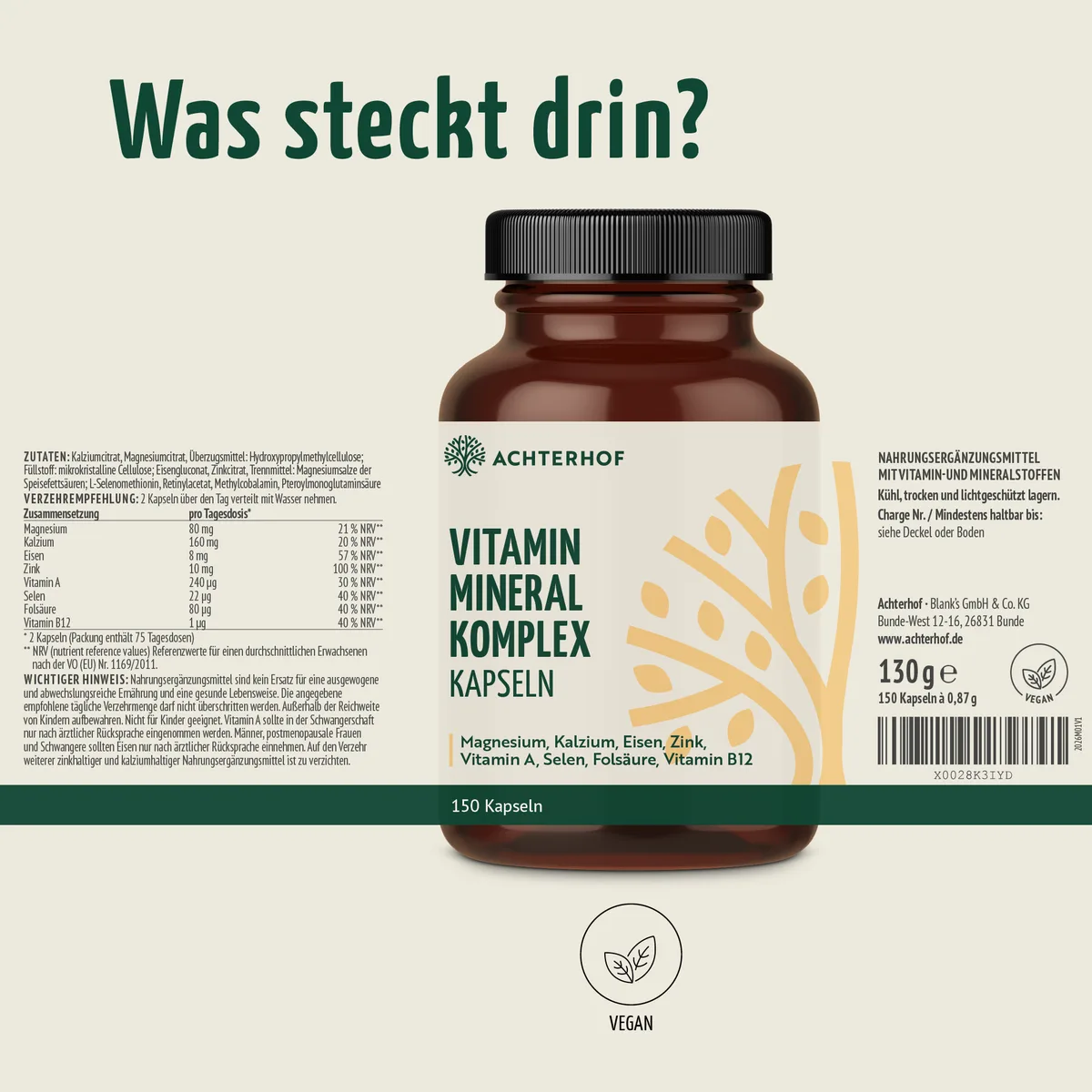 Vitamin Mineral Komplex (150 Kapseln) – Bild 8